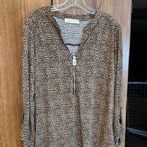 Michael Kors Brown Leopard Print Blouse